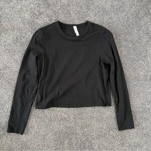 Lululemon Sz 4 classic fit cotton blend long sleeve shirt black EUC